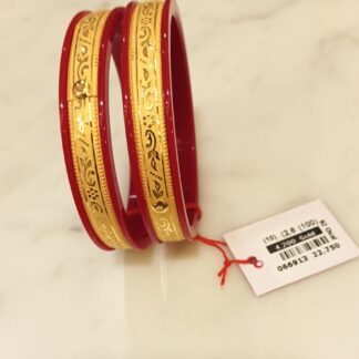 Gold Border Red Pola Bangles