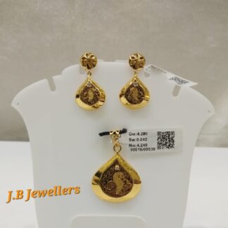 Peacock Gold Pendant and Earrings Set