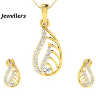Stylish Diamond Pendant and Earrings Set