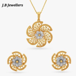 Flower Pendant and Earrings Set
