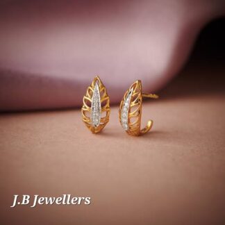 Leaf Style Diamond and Gold Earrings
