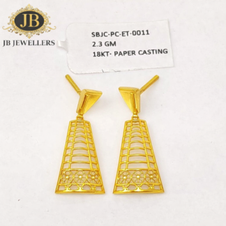 18KT Gold Geometric Drop Earrings – Paper Casting Design