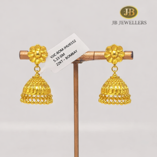 Gold Traditional Jhumka Earrings – Floral Antique Design