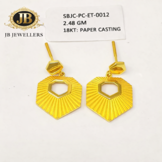 18KT Gold Hexagon Fan Drop Earrings – Paper Casting Design