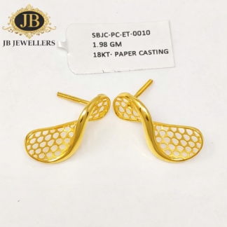 18KT Gold Curved Mesh Drop Earrings – Paper Casting Design