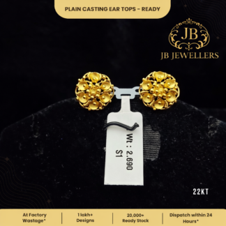 Floral Plain Casting Gold Ear Tops – Lightweight