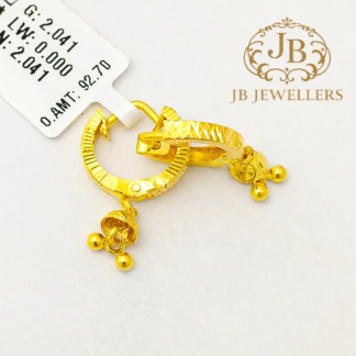 Gold Designer Hoop Ear Tops with Hanging Beads – Lightweight Daily Wear