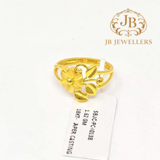 T Gold Floral Design Ring – Elegant Lightweight Daily Wear