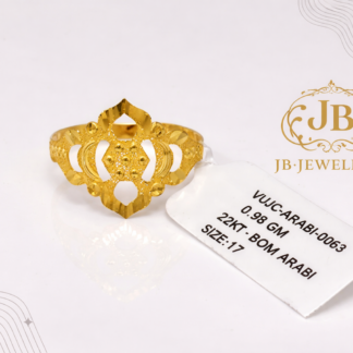 22KT Bombay Arabi Gold Ring – Classic Floral Cutwork Design (0.98 GM)