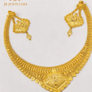 Traditional Rajkot Gold Necklace Set with Matching Earrings