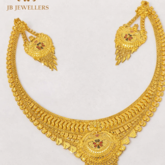 22KT Rajkot Bridal Gold Necklace Set with Matching Earrings