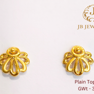 22K Gold Plain Floral Stud Earrings | SG-19 | 3.330 gm