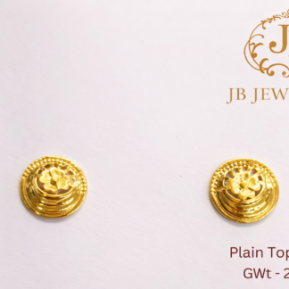22K Gold Plain Floral Stud Earrings | SG-25 | 2.420 gm