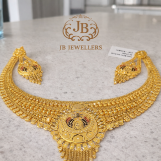 22KT Gold Temple-Inspired Heritage Necklace Set