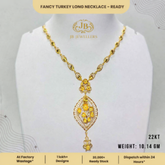Fancy Turkey Long Necklace – 22KT Gold | 10.14 GM | Ready Stock