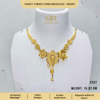 Fancy Turkey Floral Necklace – 22KT Gold | 16.82 GM | Ready Stock