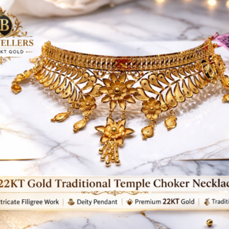 22KT Gold Floral Temple Choker Necklace