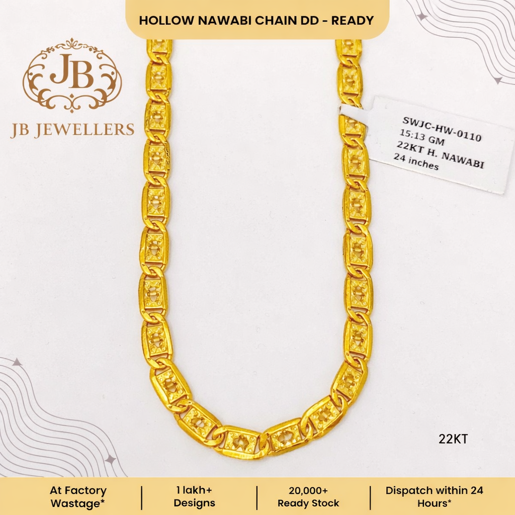 22KT Hollow Nawabi Chain DD – 24 Inches (15.13 gm)