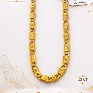 22KT Hollow Nawabi Gold Chain – 20 Inches | Lightweight Designer Link Chain