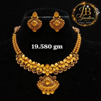 22K Gold Floral Designer Necklace Set
