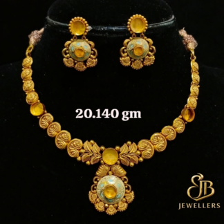 Elegant Antique Gold Necklace Set with Designer Pendant