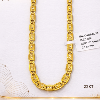 22KT Hollow Nawabi Gold Chain – 20 Inches | 8.15 GM Lightweight Designer Chain