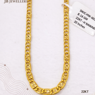 22KT Hollow Nawabi Gold Chain – 20 Inches | 8.16 GM Premium Designer Chain