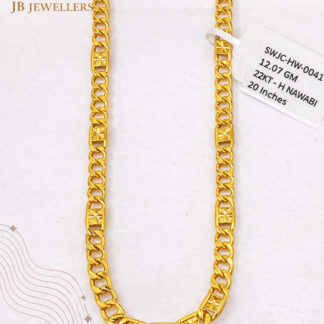 22KT Hollow Nawabi Chain DD – Ready Stock (20 Inches)