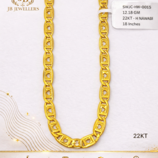 22KT Hollow Nawabi Gold Chain – 18 Inches | 12.18 GM Designer Link Chain