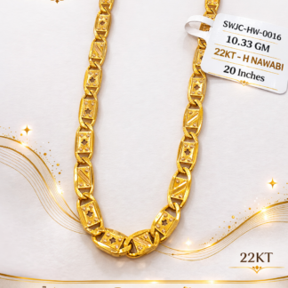 22KT Hollow Nawabi Gold Chain – 20 Inches | 10.33 GM Lightweight Designer Chain