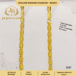 22KT Hollow Nawabi Chain – 20 Inches (Lightweight Edition)