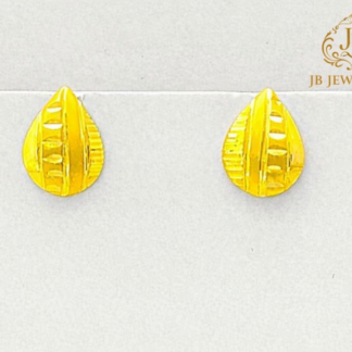 Leaf-Inspired Gold Stud Earrings by JB Jewellers