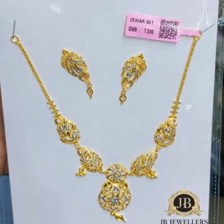 Gold Zewar Set – Designer Necklace with Matching Earrings