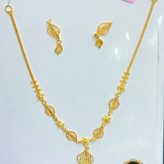 Floral Gold Zewar Set with Pendant & Earrings
