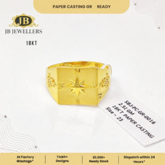 18KT Gold Men’s Ring – Compass Star Design | Paper Casting