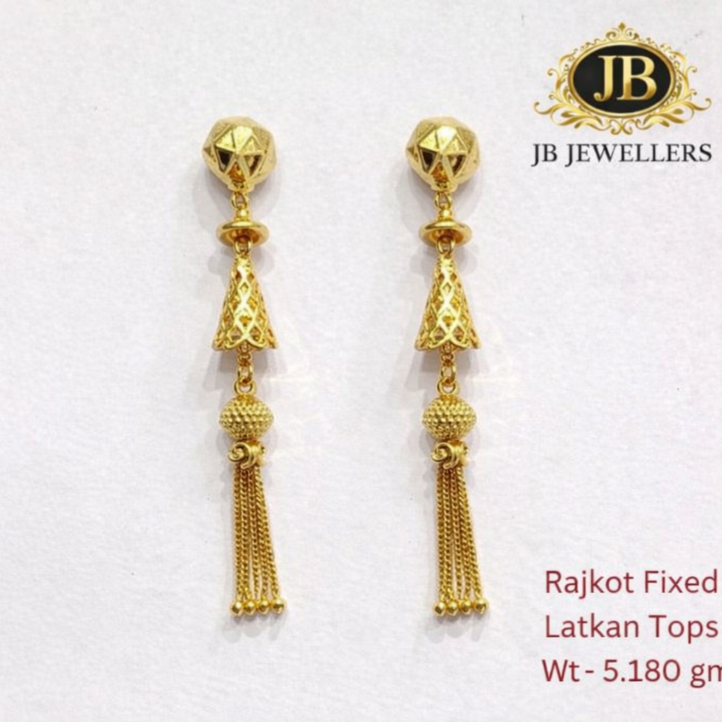 Rajkot Fixed Latkan Tops – Traditional Gold Earrings