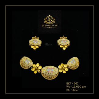 Floral Enamel Gold Necklace Set