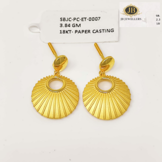 18KT Gold Designer Geometric Dangler Earrings