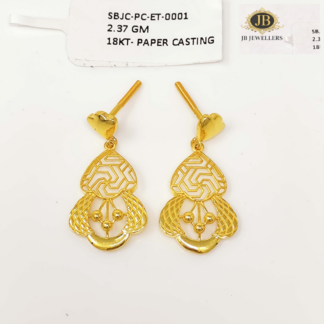 Gold Heart-Top Designer Dangler Earrings