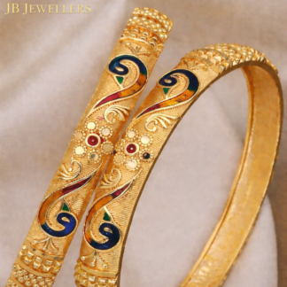 Peacock Enamel Designer Gold Bangles