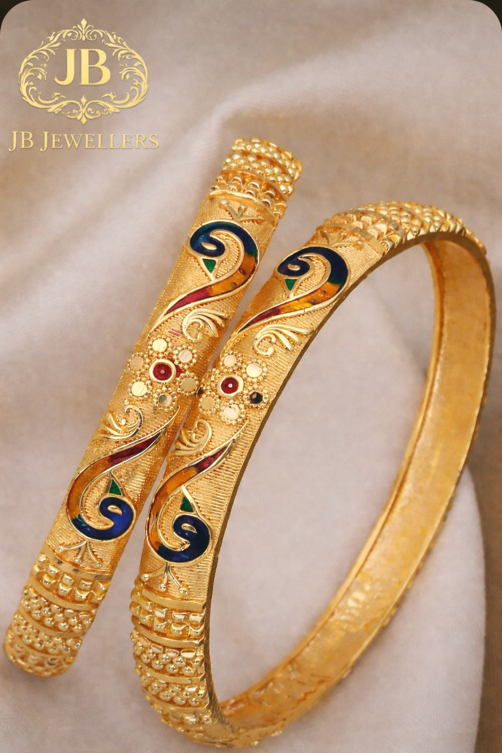 Peacock Enamel Designer Gold Bangles