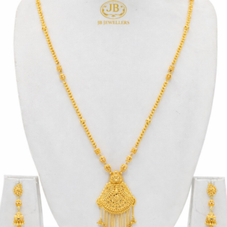 ✨ Elegant Gold Pendant Necklace Set with Designer Earrings