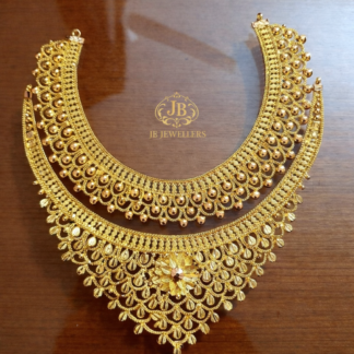 ✨ Royal Layered Bridal Gold Necklace | Floral Design
