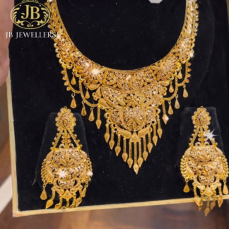 ✨ Royal Traditional Gold Necklace Set with Designer Earrings