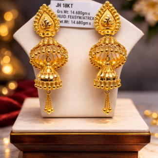 18K Gold Royal Double Jhumka Earrings