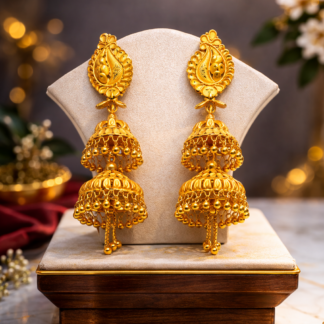 18K Gold Peacock Double Jhumka Earrings