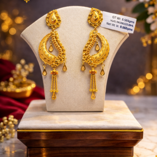 22K Gold Paisley Cascade Drop Earrings
