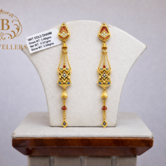 Elegant 18KT Gold Long Drop Earrings | Traditional Designer Earrings