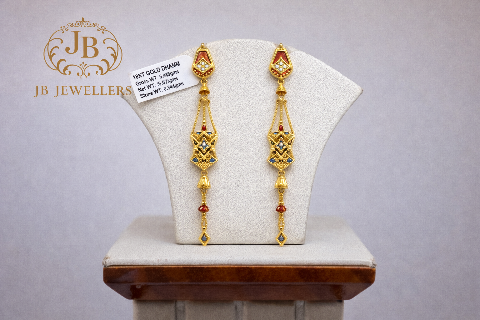 Elegant 18KT Gold Long Drop Earrings | Traditional Designer Earrings