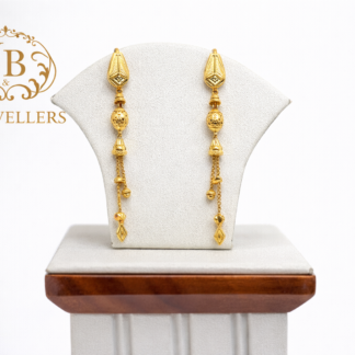 18K Gold Elegant Long Drop Beaded Earrings